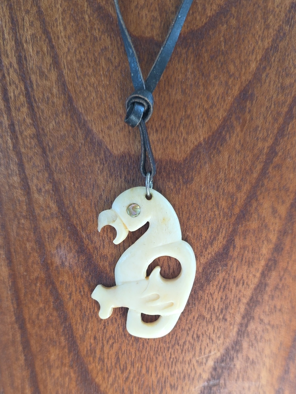 Hand-Carved Bone Manaia Pendant Necklace